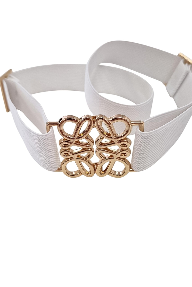 Sklep internetowy NeliNo Pasek Damski z Klamrą Zawijasy Biały