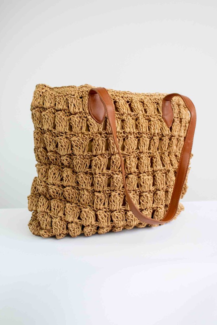 Torebka na Ramię z Plecionki w Stylu Boho Beż - obrazek 4