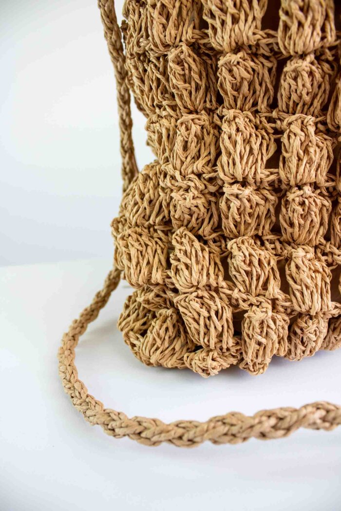 Torebka na Ramię z Plecionki w Stylu Boho Beż - obrazek 3