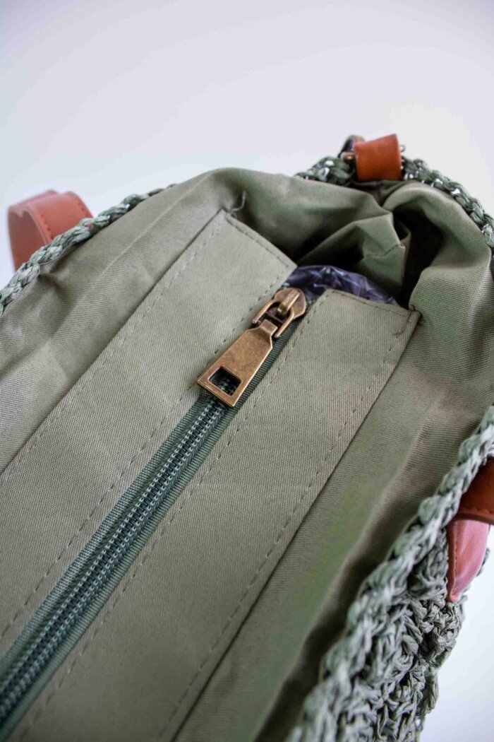 Torebka na Ramię z Plecionki w Stylu Boho Zieleń - obrazek 2