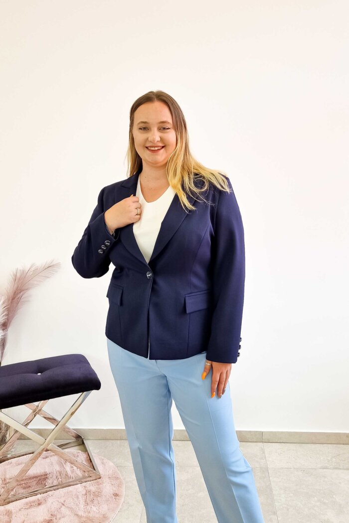 Granatowa Elegancka Marynarka Damska - obrazek 3