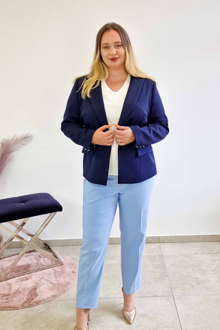 Granatowa Elegancka Marynarka Damska