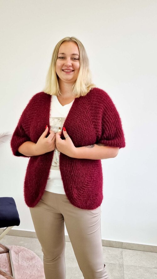 Narzutka Kimono Damska Bordowy