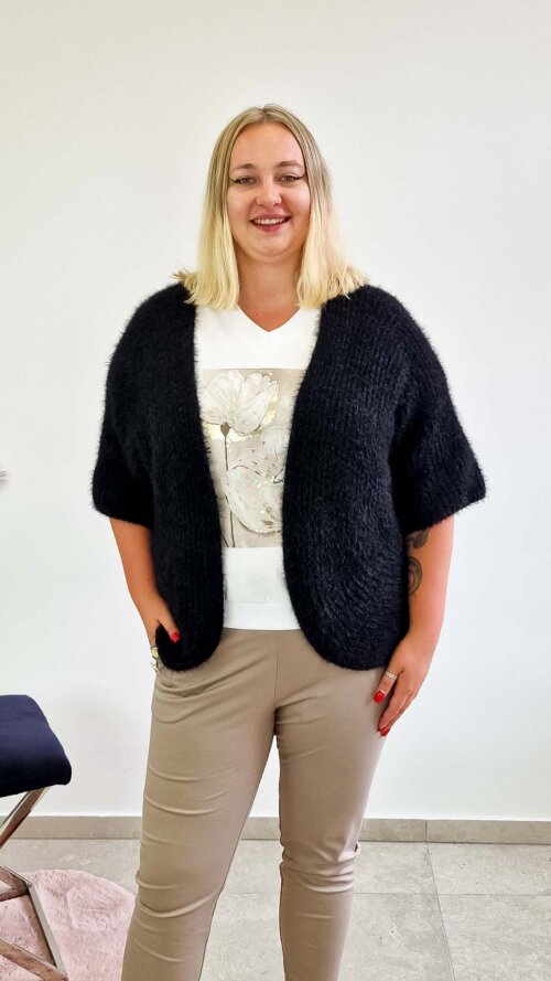 Narzutka Kimono Damska Czarna