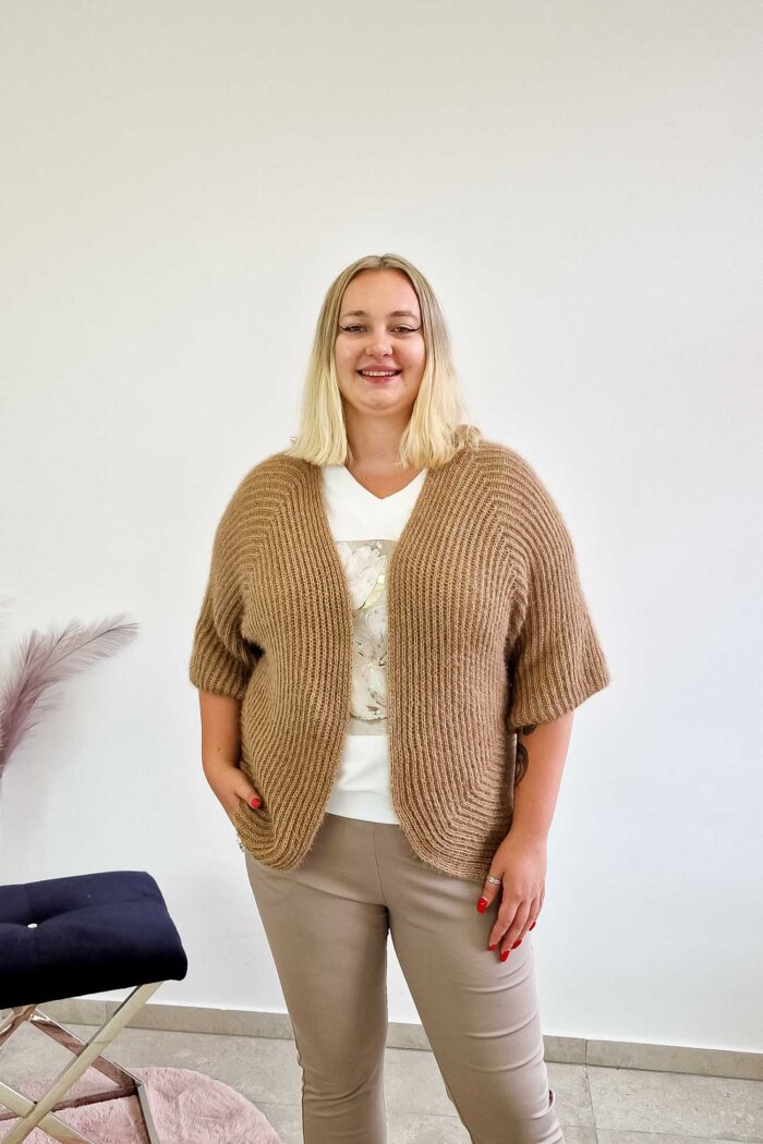 Narzutka Kimono Damska Karmelowa