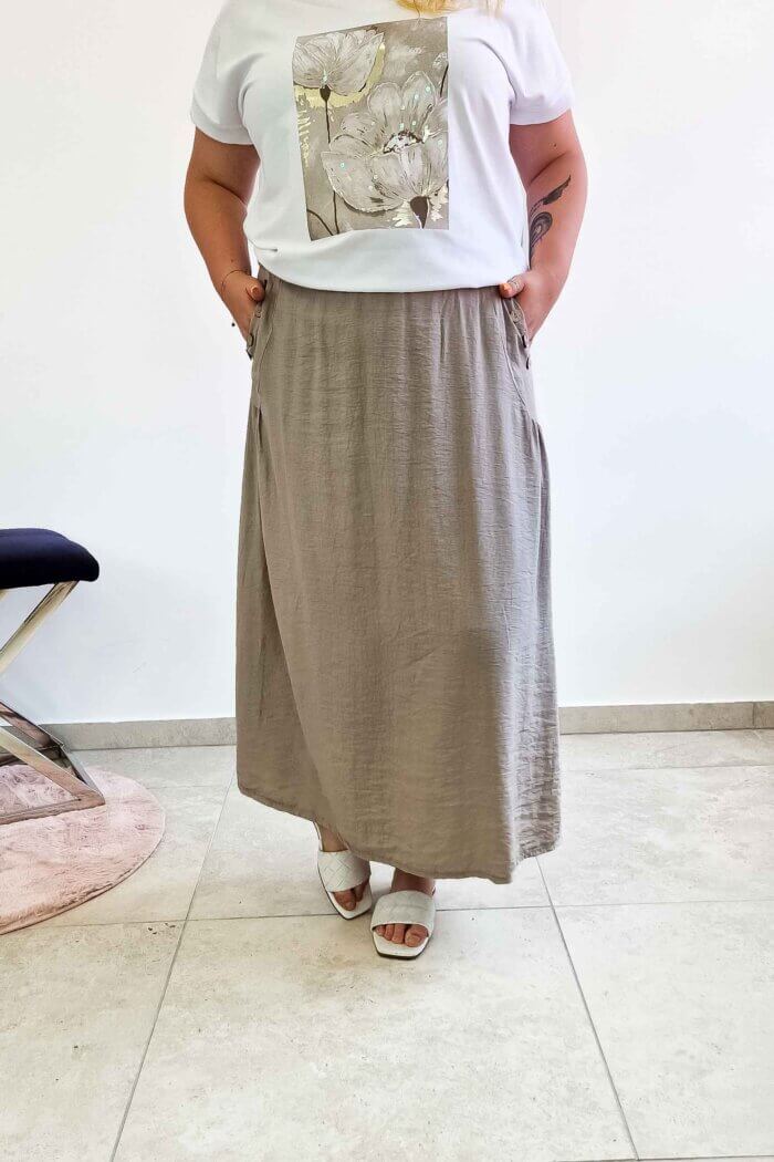 Spódnica Maxi z Guzikami przy Kieszeniach Fango - obrazek 4