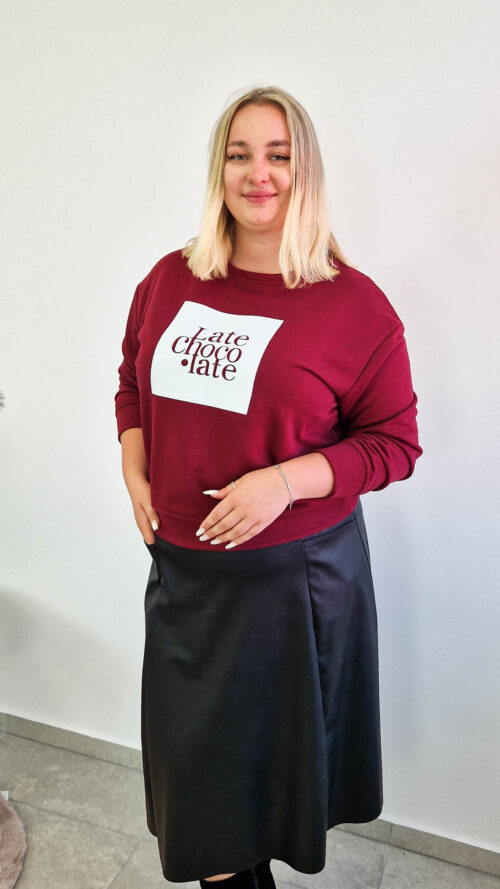 Bluza Damska z Aplikacją Bordowa