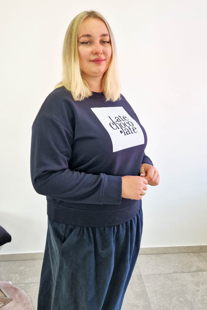Bluza Damska z Aplikacją Granatowa - obrazek 2