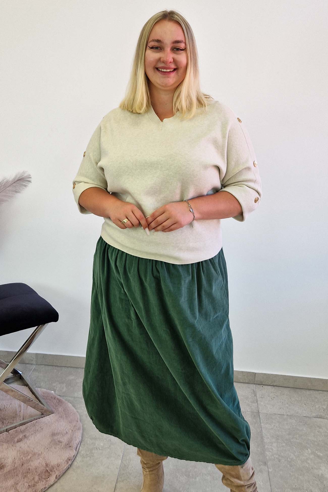 Sklep internetowy NeliNo Sweter Damski z Guzikami na Rękawie Beżowy - obrazek 4