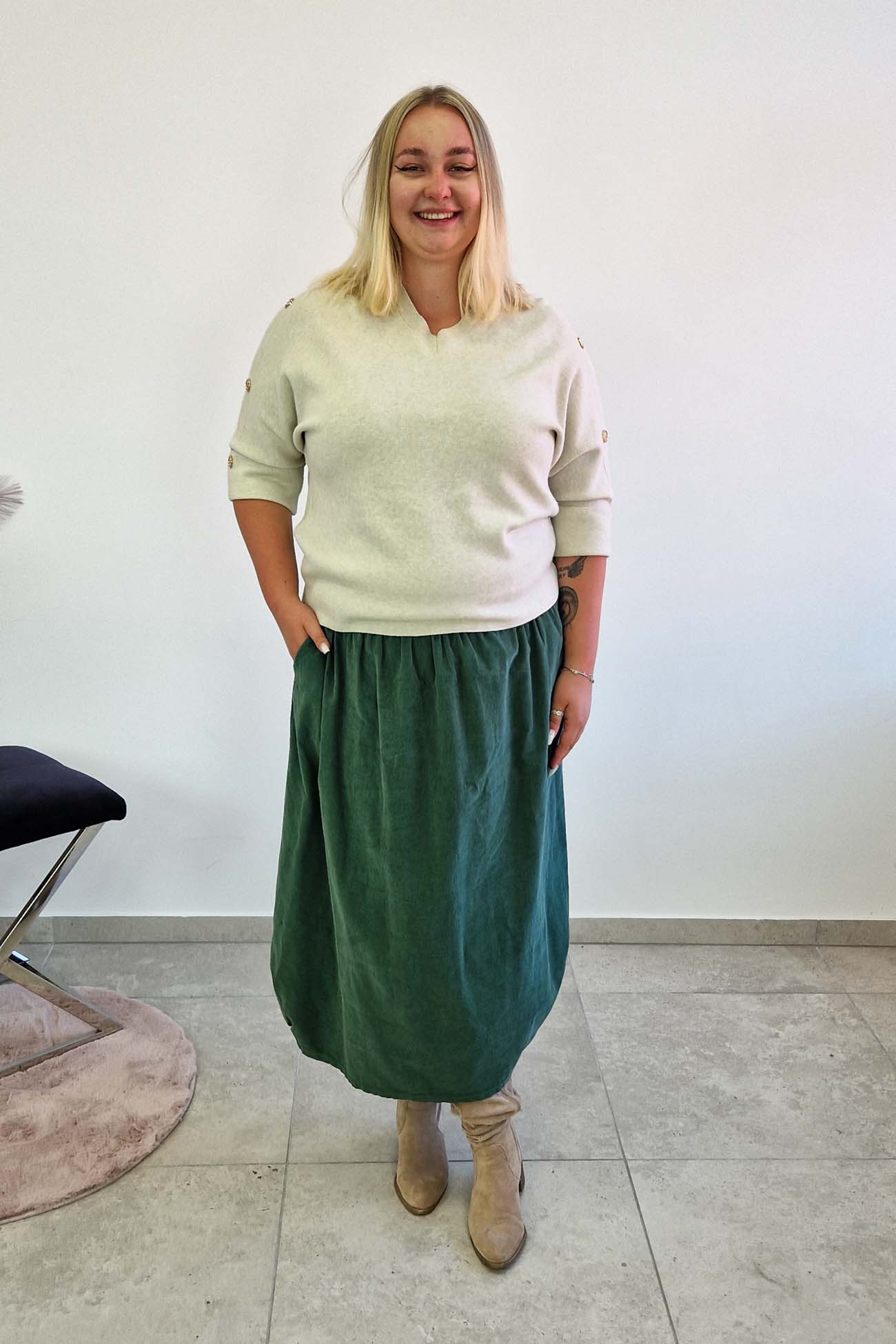 Sklep internetowy NeliNo Sweter Damski z Guzikami na Rękawie Beżowy - obrazek 3