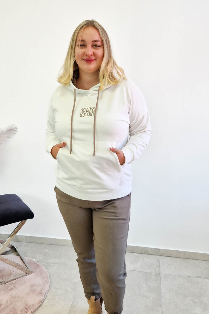 Bluza Damska z Kapturem Kremowa - obrazek 4