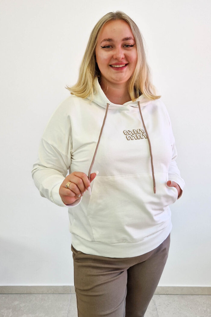 Bluza Damska z Kapturem Kremowa - obrazek 3