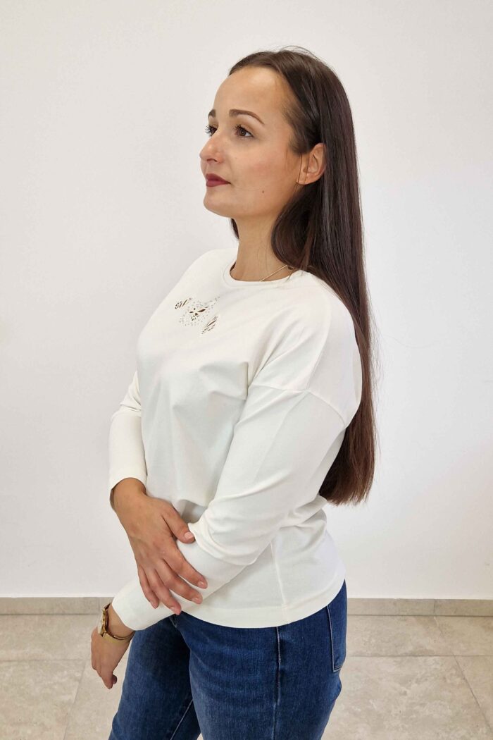 Bluzka Damska Latynka w Motylki Kremowa - obrazek 3