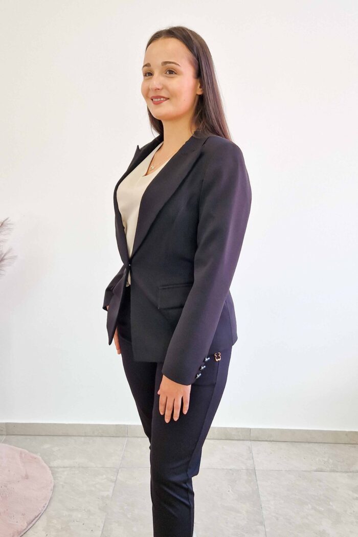 Czarna Elegancka Marynarka Damska - obrazek 3