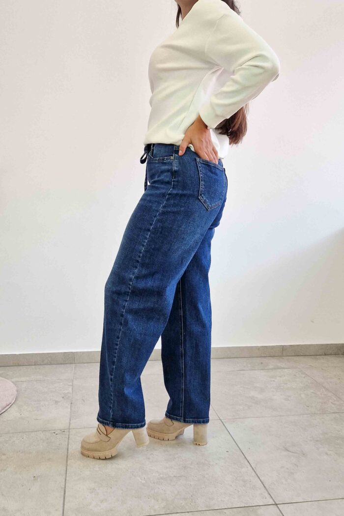 Spodnie Jeansy Damskie Balony Niebieskie - obrazek 4