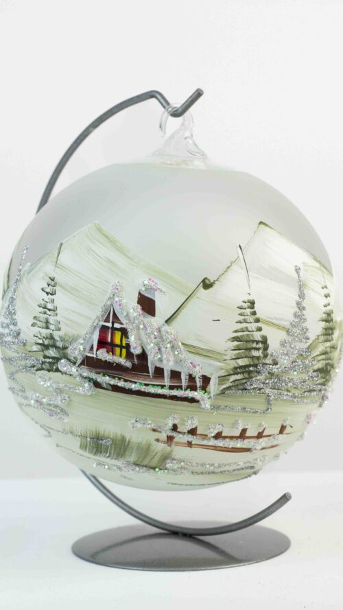 Ręcznie Robiony Lampion Bombka na Święta Bożego Narodzenia Przezroczysty z Zielonym