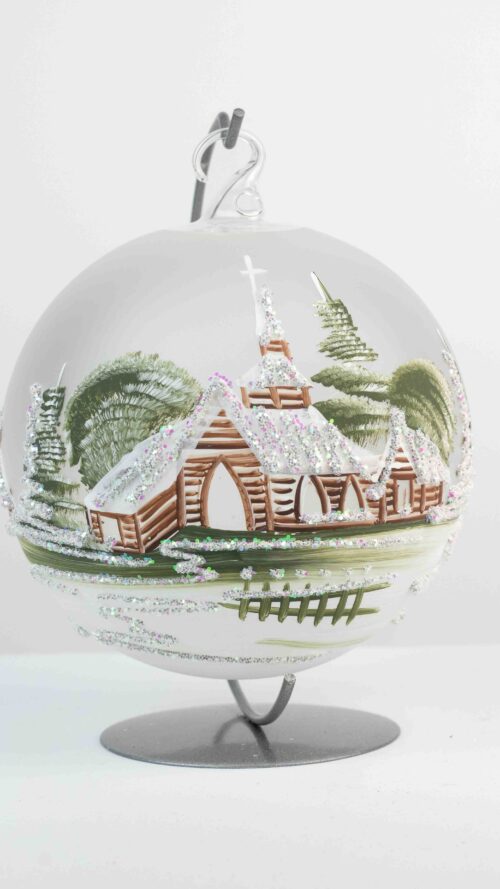 Ręcznie Robiony Lampion Bombka na Święta Bożego Narodzenia Przezroczysty z Zielonym