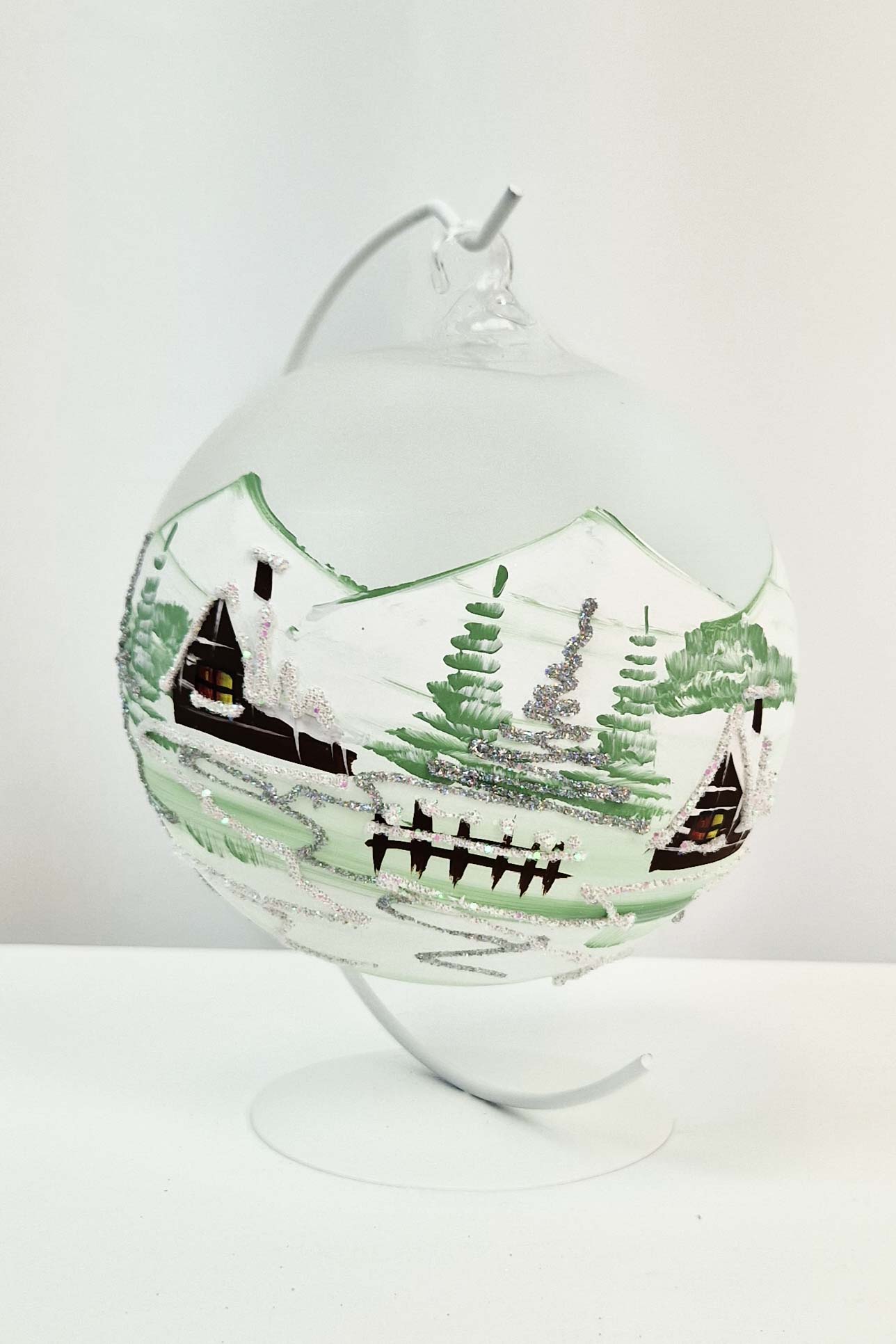 Sklep internetowy NeliNo Ręcznie Robiony Lampion Bombka na Święta Bożego Narodzenia Przezroczysty Zielony Mat