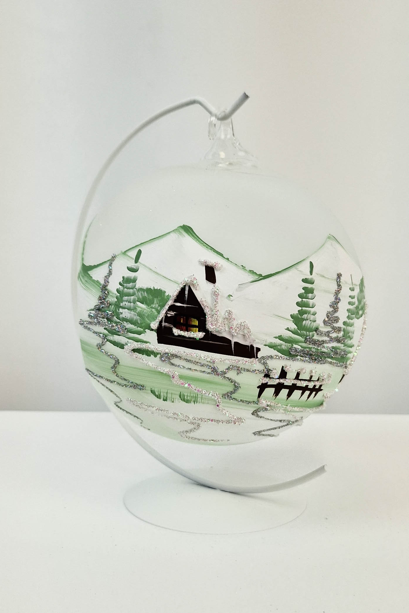 Sklep internetowy NeliNo Ręcznie Robiony Lampion Bombka na Święta Bożego Narodzenia Przezroczysty Zielony Mat - obrazek 4