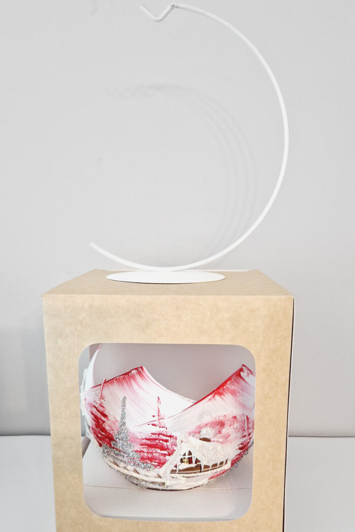 Handmade Bombka ze Szkła z Zimowym Pejzażem z Miejscem na Świeczkę - obrazek 3