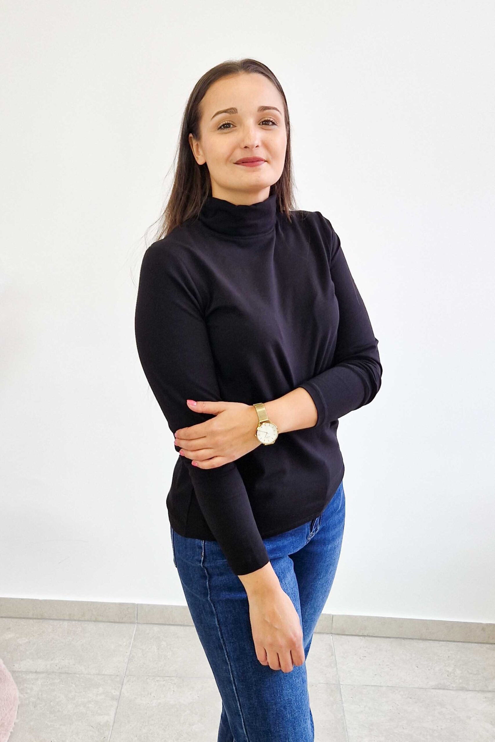 Sklep internetowy NeliNo Bawełniany Golf Damski Latynka Długi Rękaw Czarny