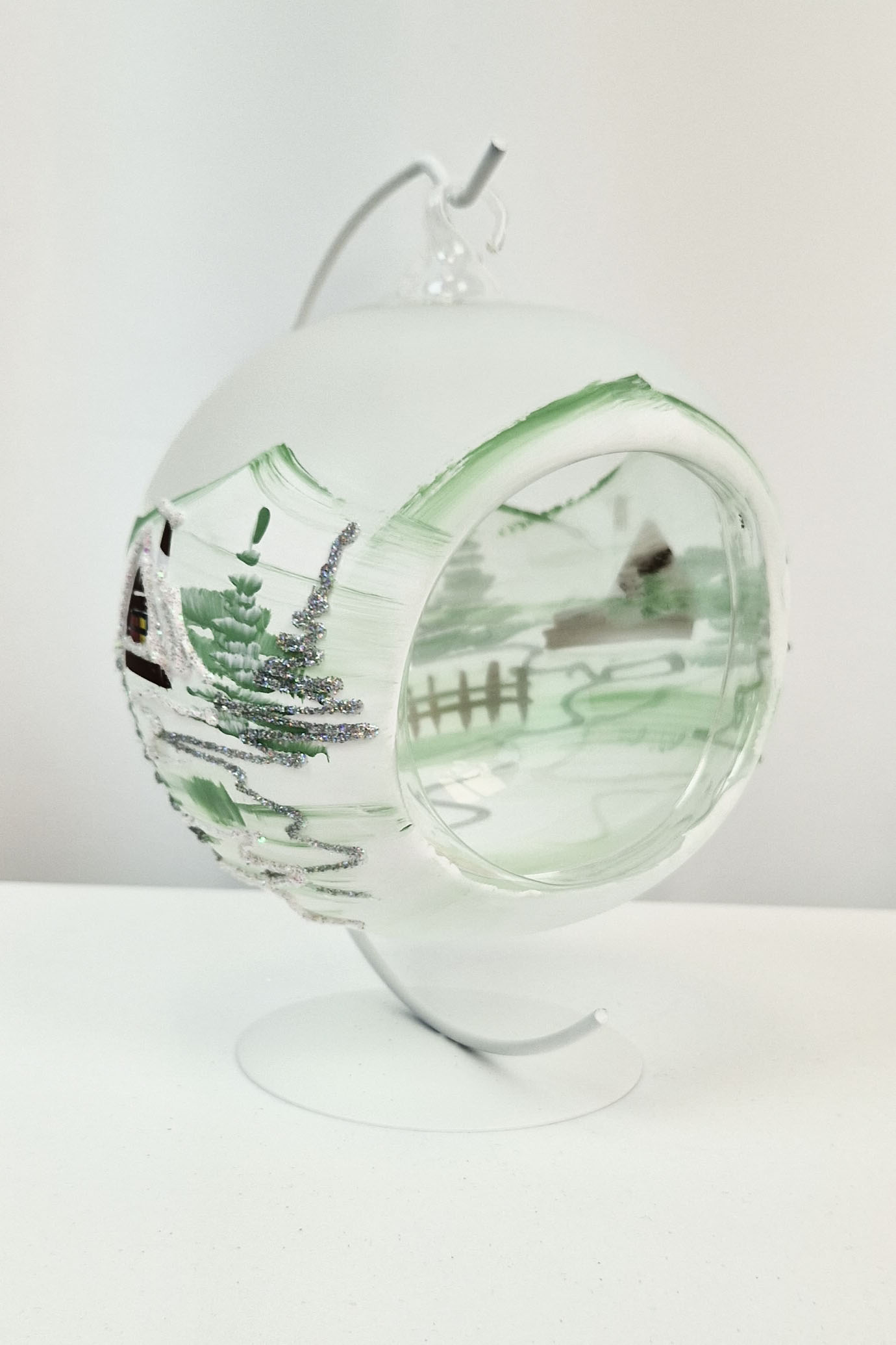 Sklep internetowy NeliNo Ręcznie Robiony Lampion Bombka na Święta Bożego Narodzenia Przezroczysty Zielony Mat - obrazek 2