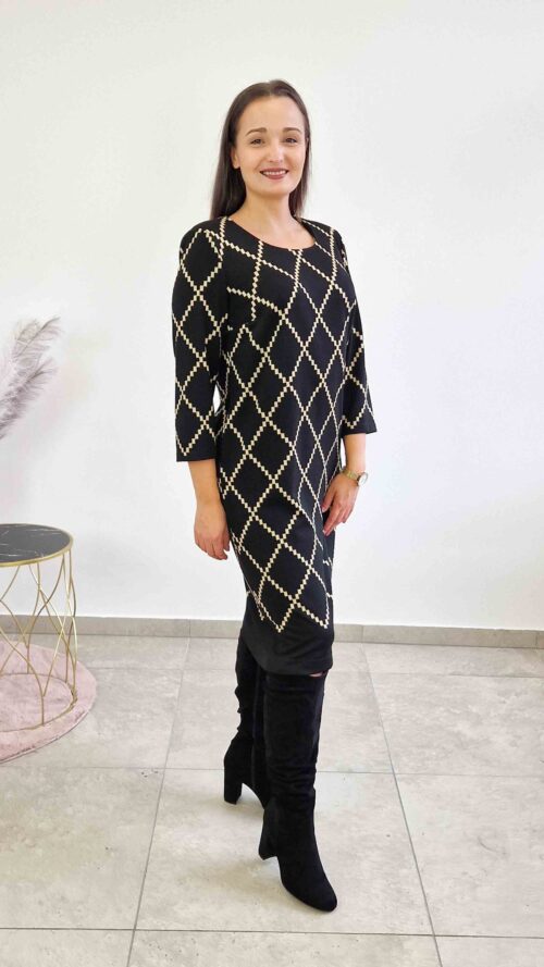 Elegancka Sukienka Midi Glamour we Wzory GG