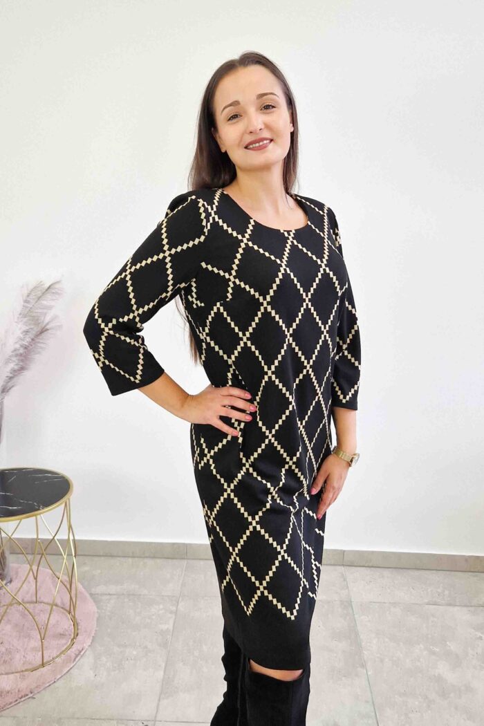 Elegancka Sukienka Midi Glamour we Wzory GG - obrazek 2