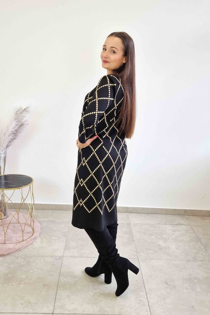 Elegancka Sukienka Midi Glamour we Wzory GG - obrazek 4