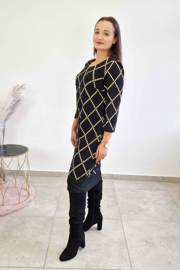 Elegancka Sukienka Midi Glamour we Wzory GG - obrazek 3