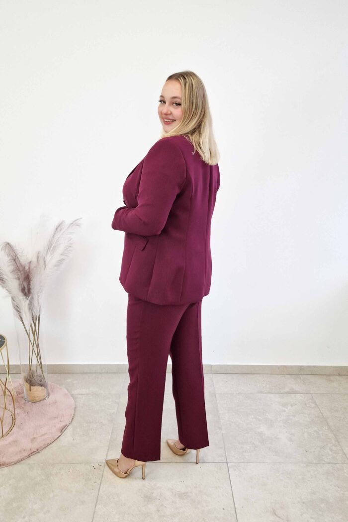 Bordowy Elegancki Garnitur Damski Jednorzędowy Ewola - obrazek 4