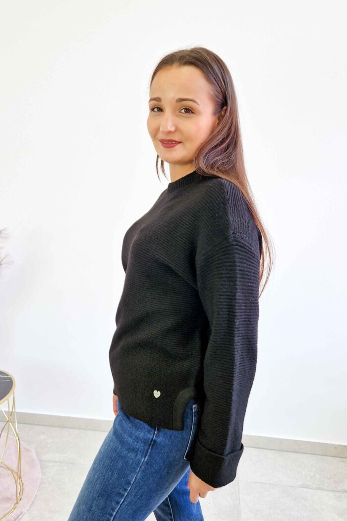Luźny Sweter Damski na co Dzień Czarny - obrazek 3