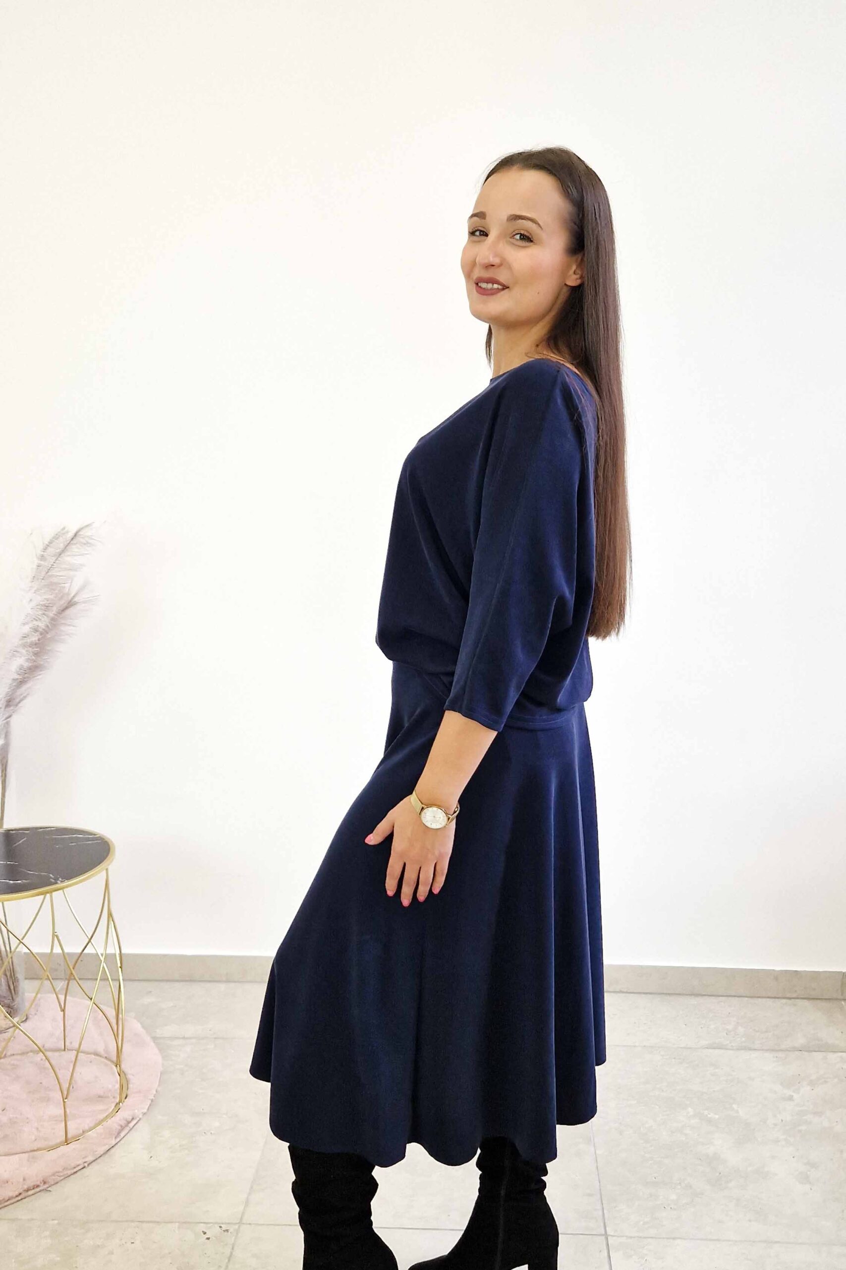 Sklep internetowy NeliNo Minimalistyczny Komplet Bluzki i Spódnicy Granat - obrazek 2