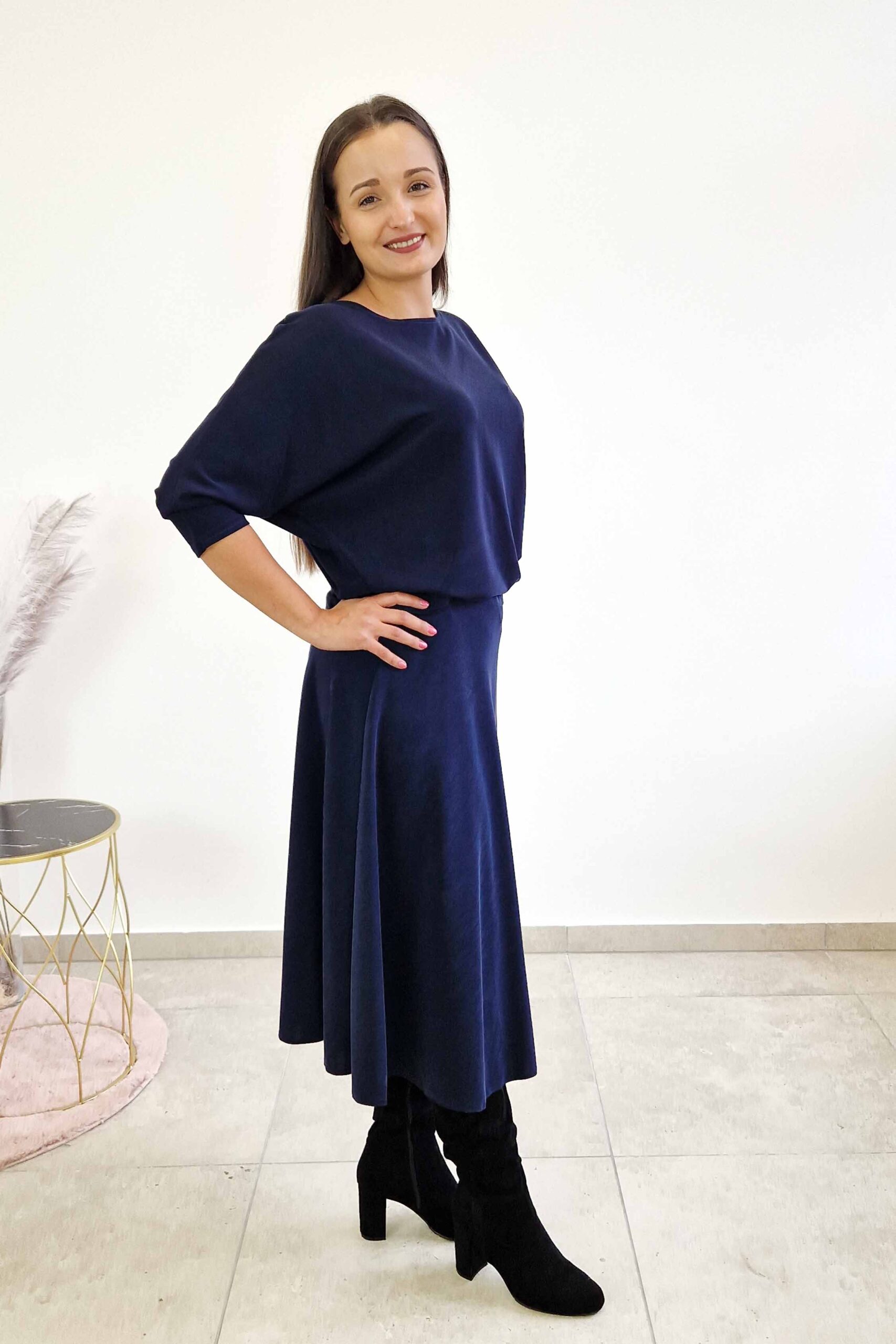 Sklep internetowy NeliNo Minimalistyczny Komplet Bluzki i Spódnicy Granat