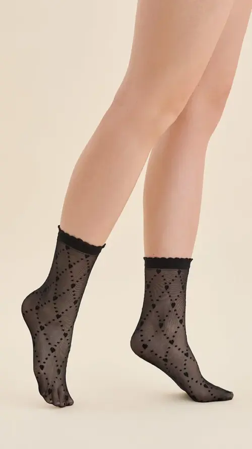 Skarpetki Damskie w Kropki i Serduszka Suni Czarne