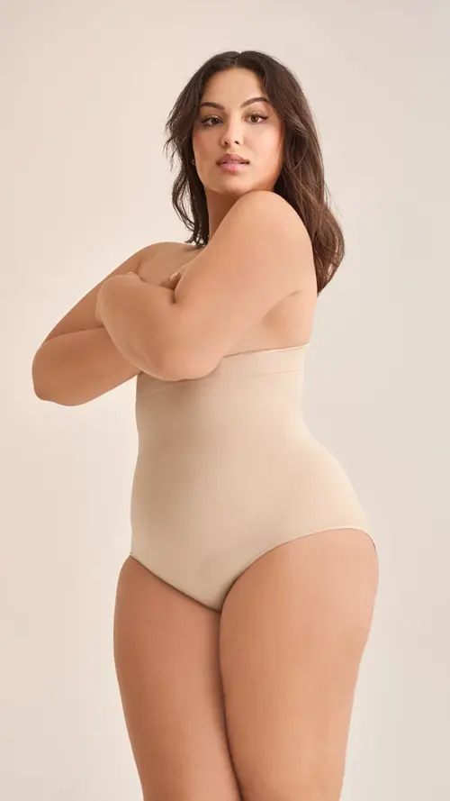 Majtki mocno wyszczuplające z wysokim stanem Gabriella Beżowe