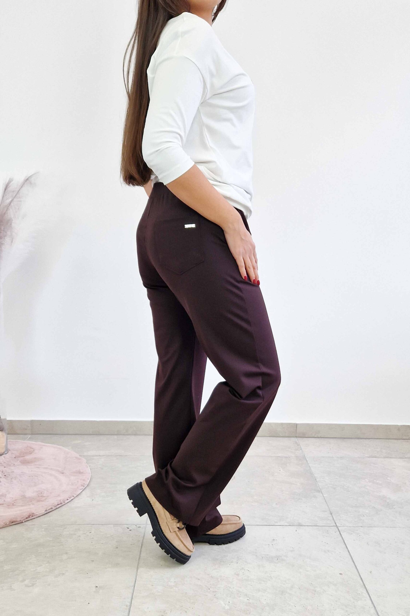 Sklep internetowy NeliNo Simili Spodnie Damskie Prosta Nogawka Czekoladowe - obrazek 2