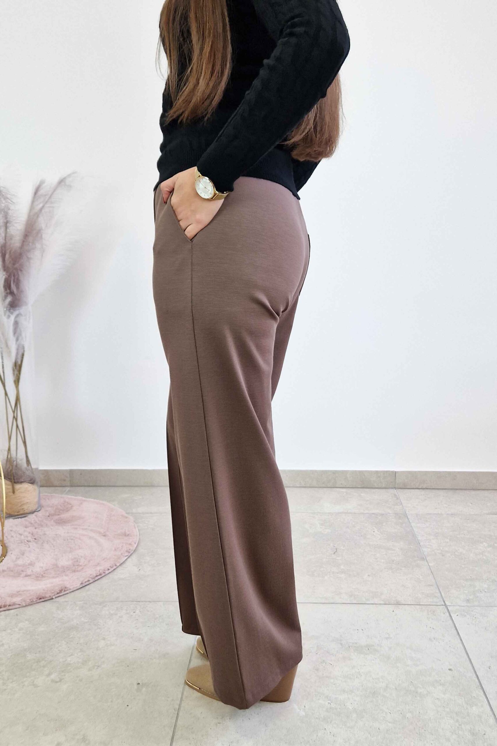 Sklep internetowy NeliNo Simili Spodnie Damskie z Szeroką Nogawką w Kant Fango - obrazek 3