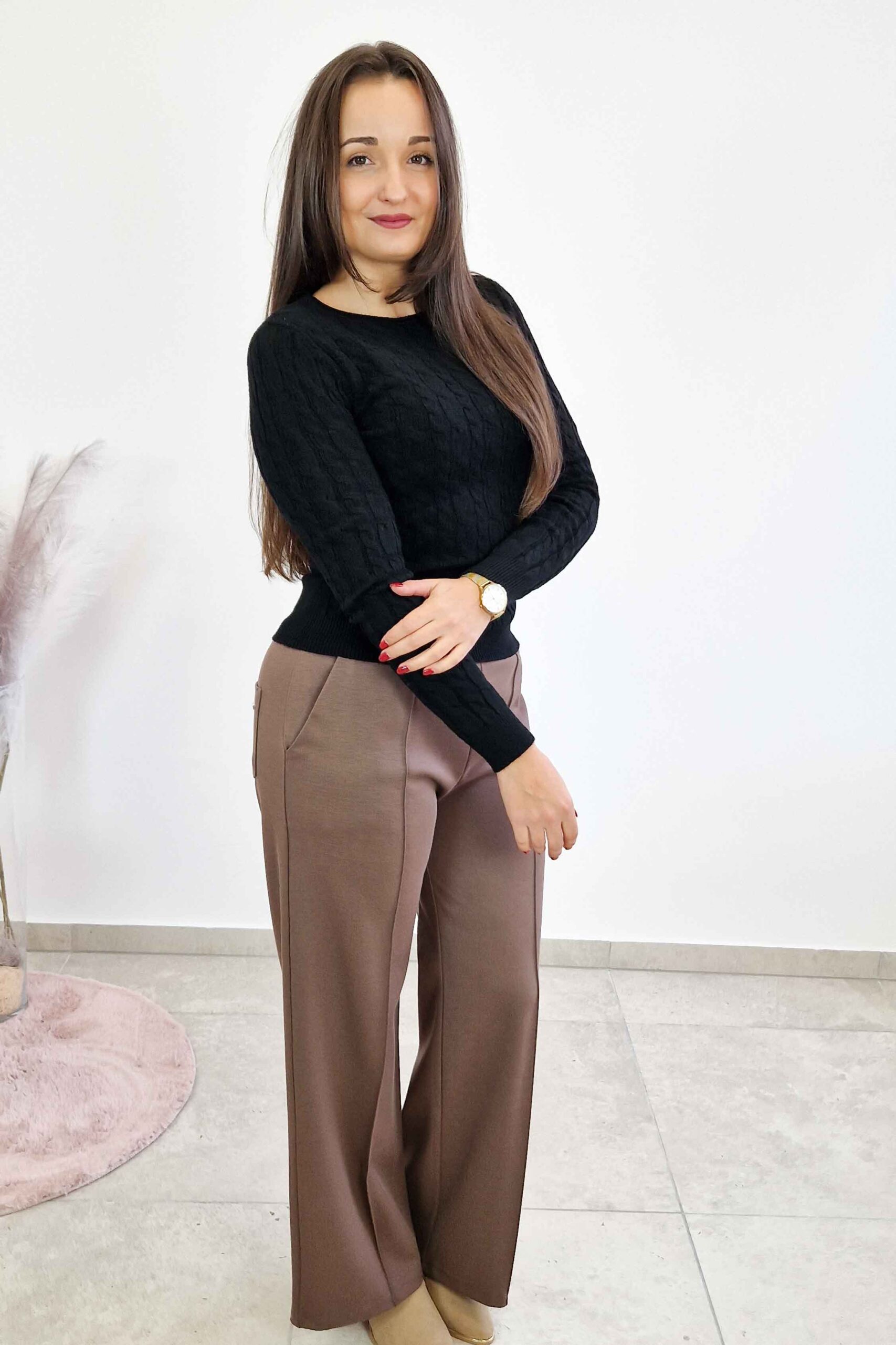 Sklep internetowy NeliNo Simili Spodnie Damskie z Szeroką Nogawką w Kant Fango