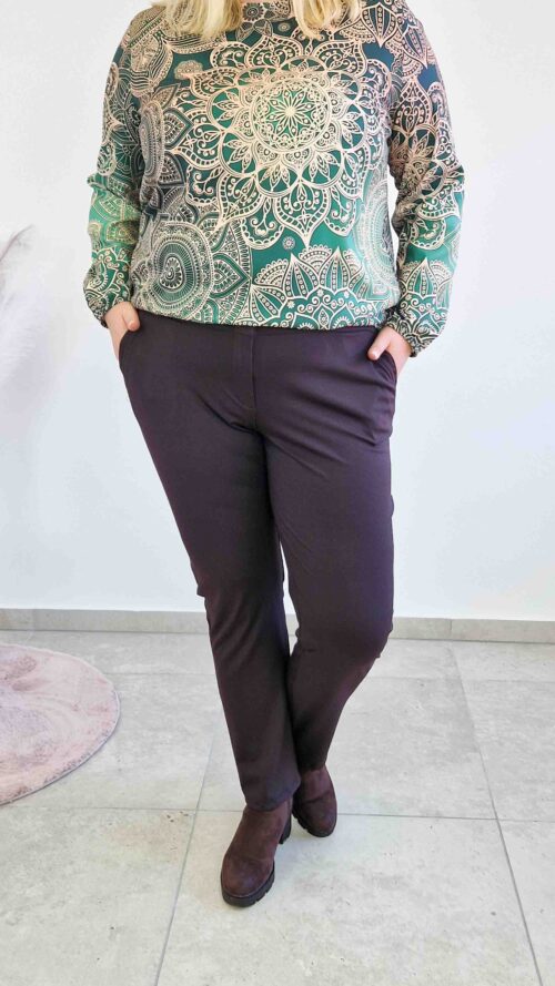 Sławanna Eleganckie Spodnie Damskie Czekoladowe