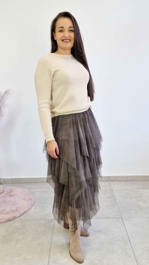 Spódnica Maxi z Falbanami z Siateczki Czekoladowa