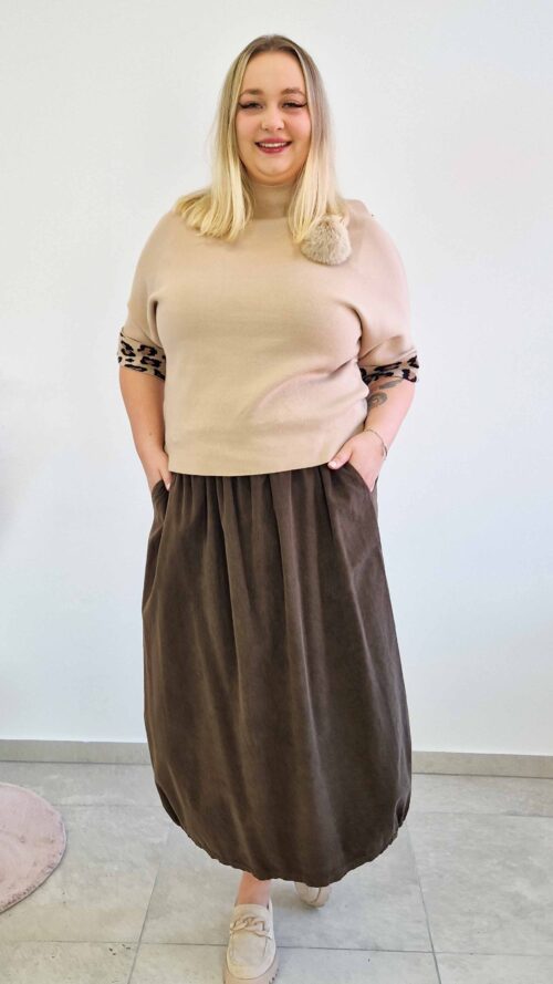 Spódnica Sztruksowa Damska Bombka Czekoladowa