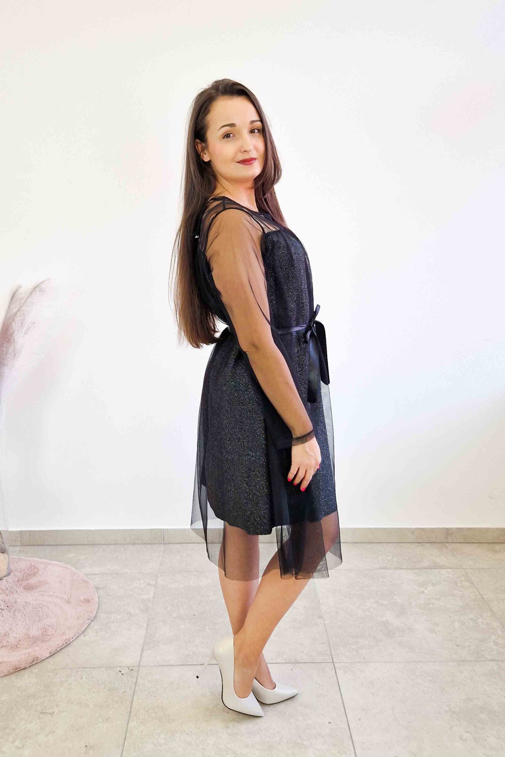 Sklep internetowy NeliNo Sukienka Midi z Tiulem na Sylwestra Czarna - obrazek 2