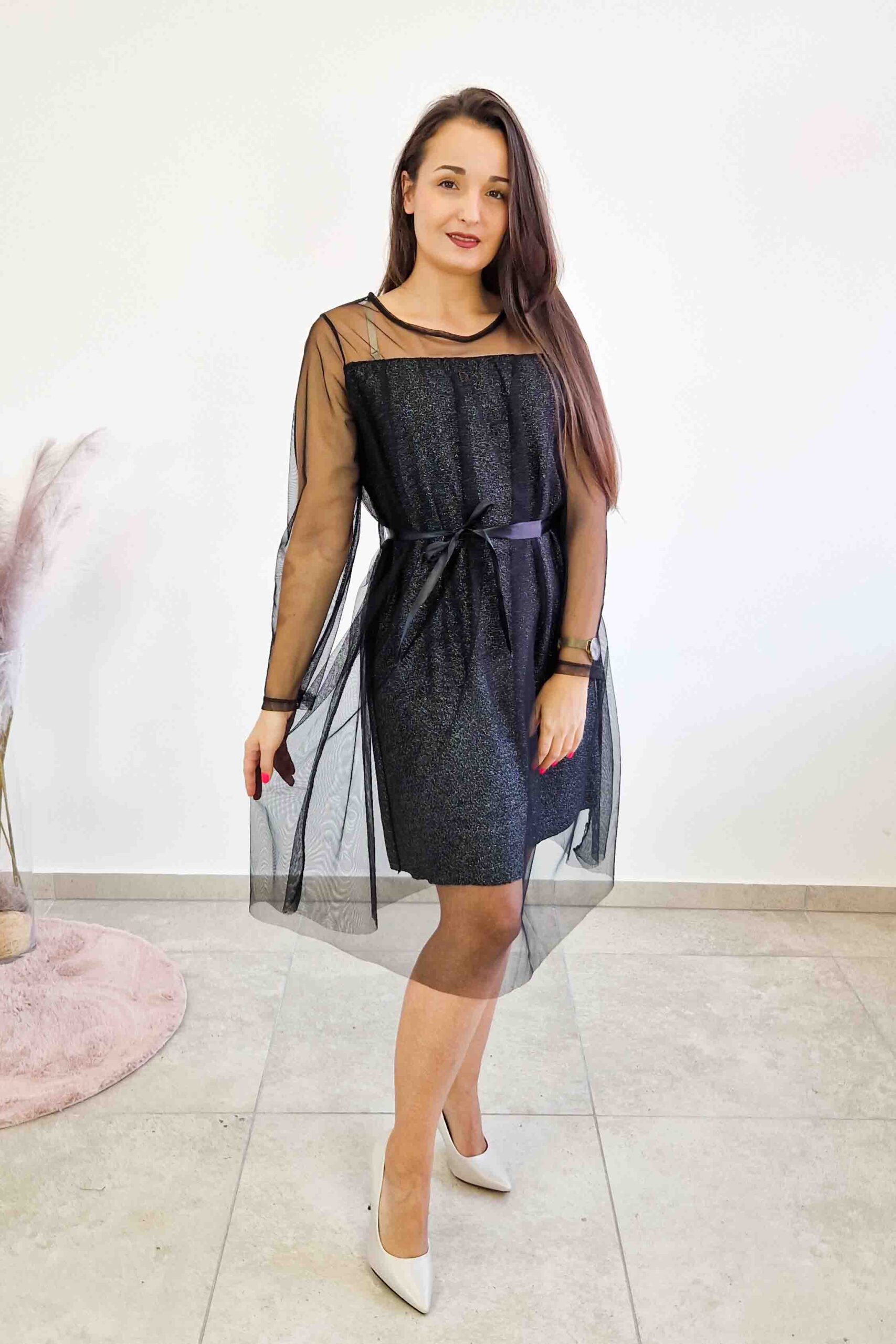 Sklep internetowy NeliNo Sukienka Midi z Tiulem na Sylwestra Czarna