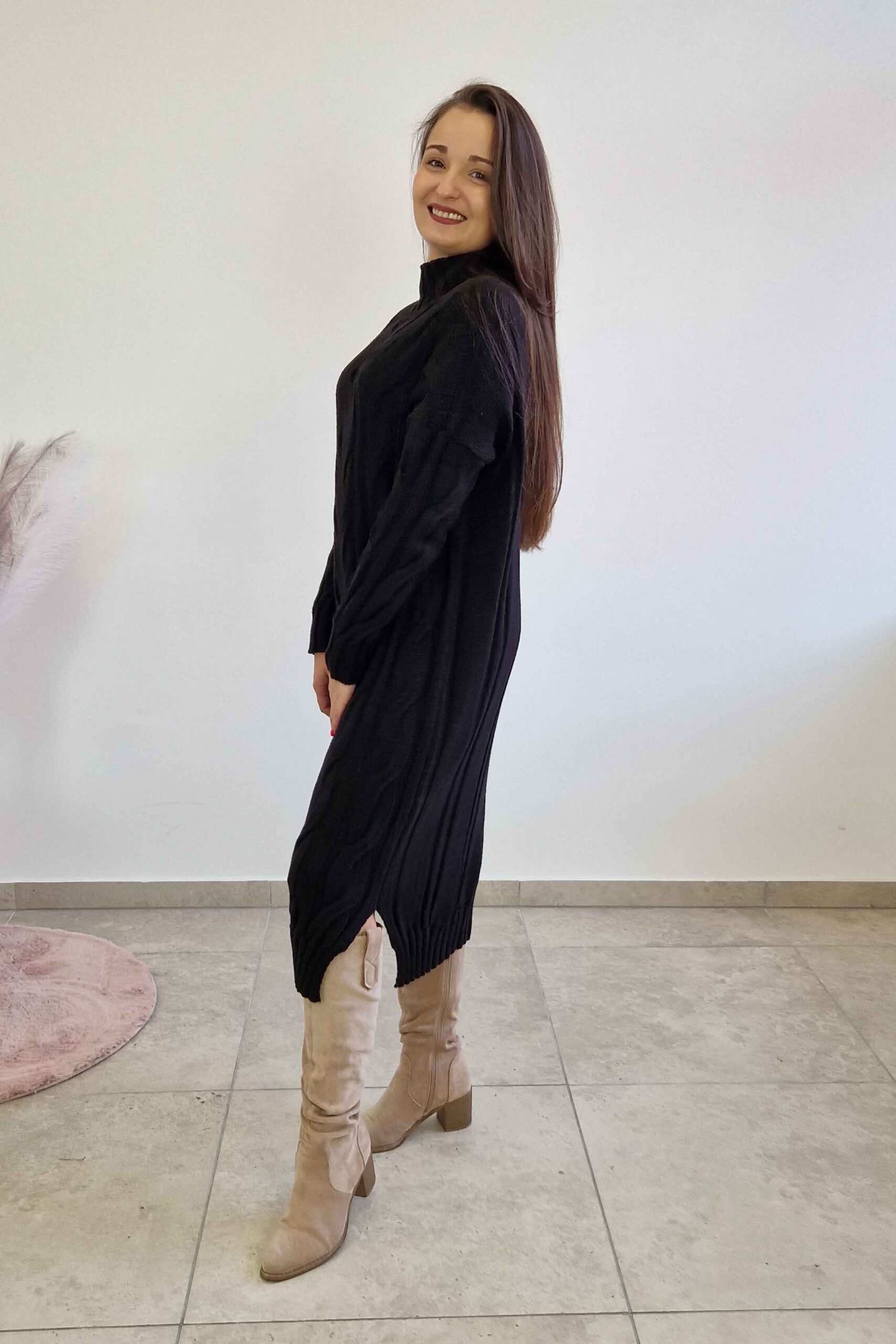 Sklep internetowy NeliNo Sukienka Półgolf MIDI Czarna - obrazek 3