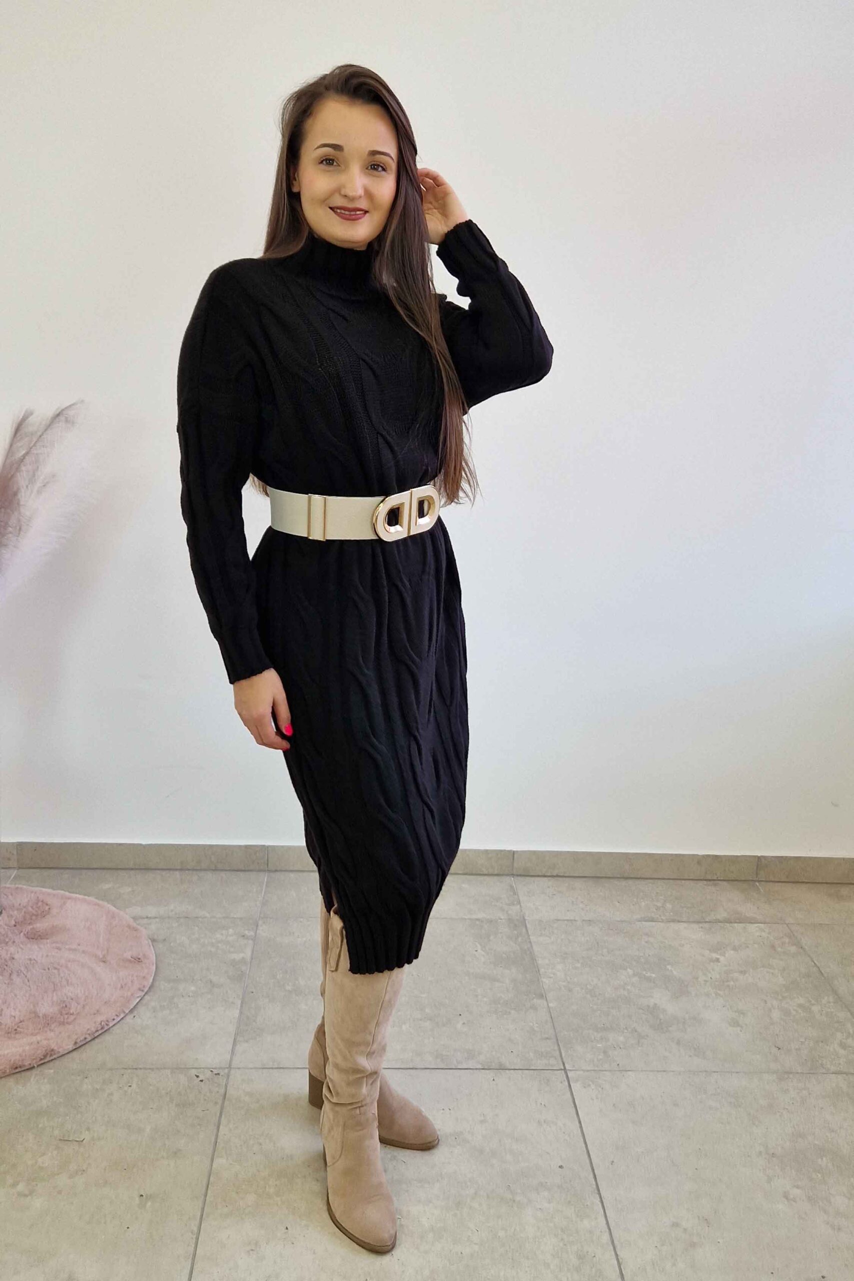 Sklep internetowy NeliNo Sukienka Półgolf MIDI Czarna - obrazek 2