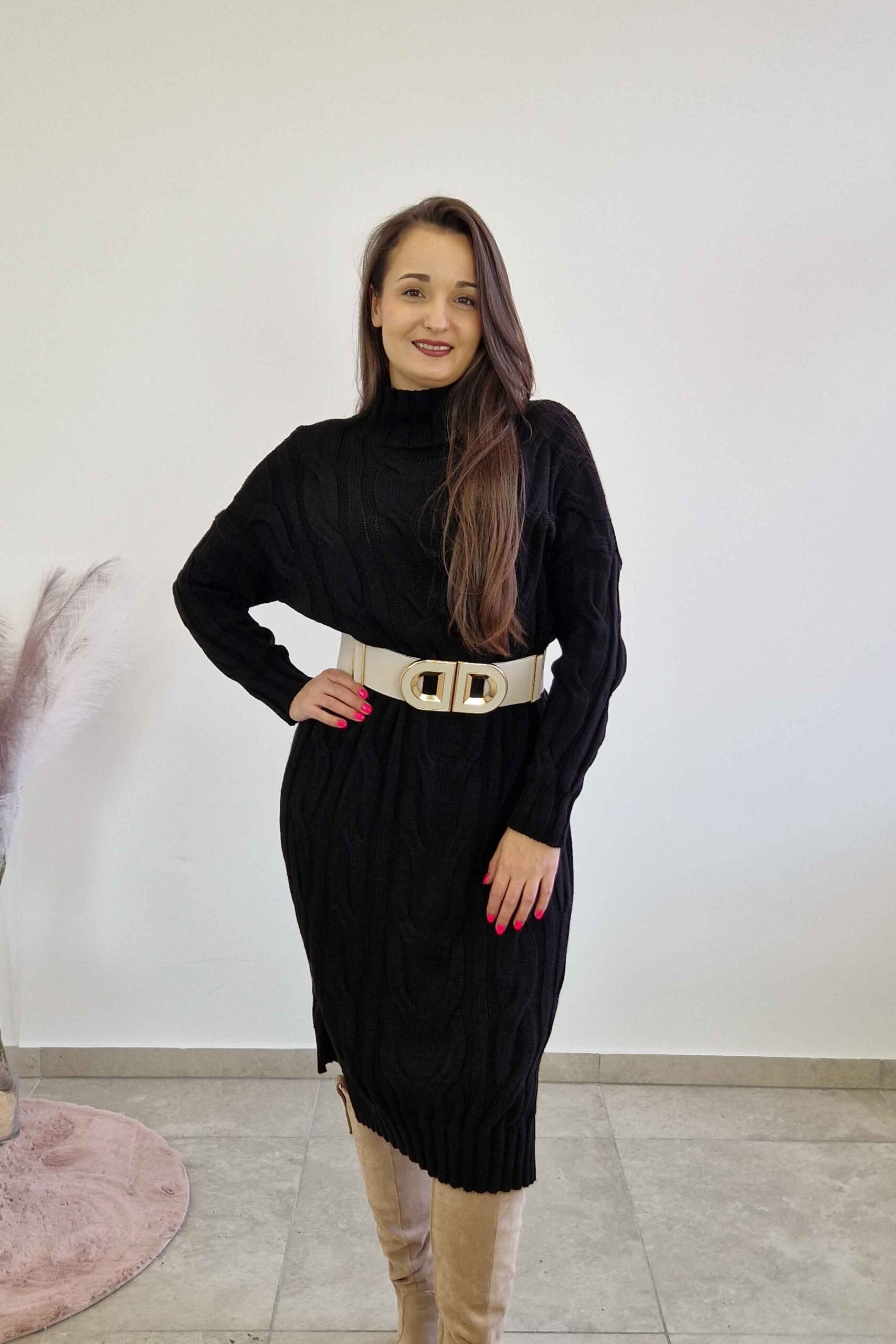 Sklep internetowy NeliNo Sukienka Półgolf MIDI Czarna