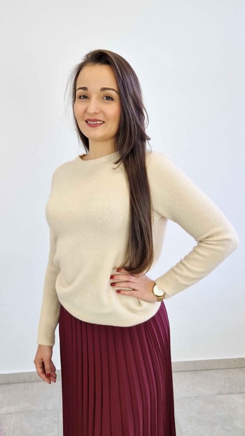 Sweter Damski Baby Alpaca z Długim Rękawem Beżowy