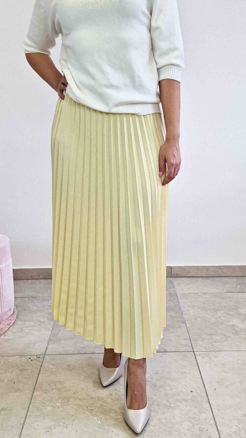 Długa Spódnica Maxi Plisowana Żółta