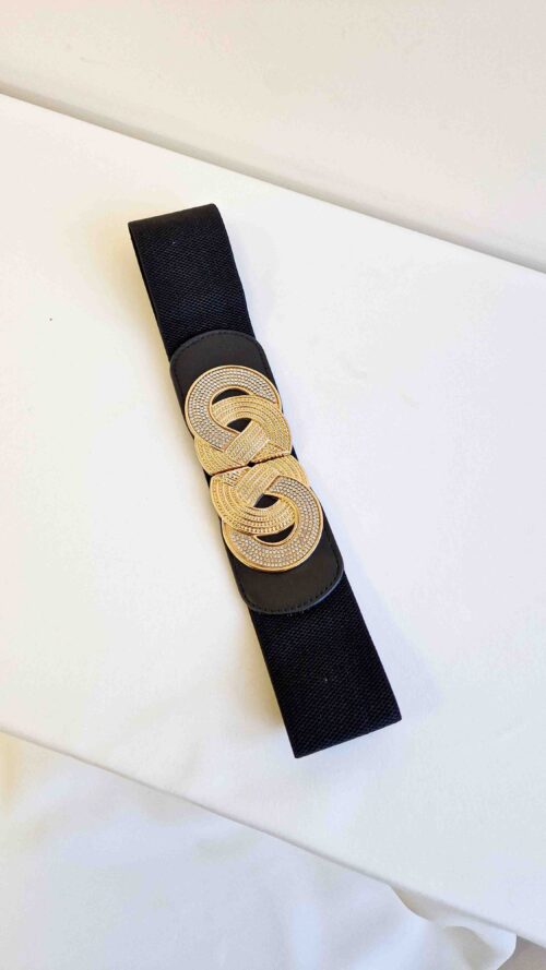 Elastyczny Pasek Damski z Ozdobną Klamrą Czarny